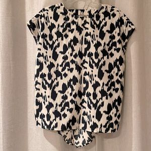 Green and cream blouse